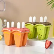 4/6 Cells Fruit Ice Cream Mold Icy Pole Jelly Pop Popsicle Maker Mould Tray AT