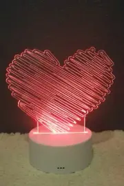 Acrylic Light up Heart decor with stand & color changing remote, 6-1/2"