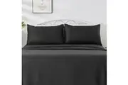 LINENOVA Premium Microfiber 4-Pieces Deep Fitted Bed Sheet Set 5 Sizes (Black)