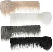 CLISPEED 4pcs Faux Fur Ribbon DIY Fur Fabric Trim for Headwear Accessories and Clothing Decor Lightweight Fluffy Strips for Crafting and Handmade Projects