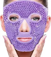 ice mask for face,face ice pack,Face Eye Mask Ice Pack for Reducing Puffiness, Bags Under Eyes, Puffy Dark Circles, Migraine,Hot/Cold Pack with Soft Plush Backing (Purple)