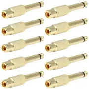 10x 1/4 6.35mm TS Mono Male to RCA Female Audio Adapter Converter Connector Gold