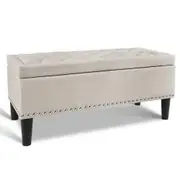 Tufted Seat Storage Ottoman Blanket Box Taupe