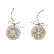 2 Christmas Tree Pendant Wooden Hanging Snowflakes Ornament Decoration Xmas Gift