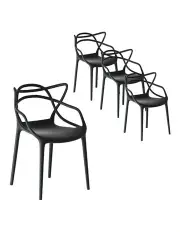 [Gardeon] Polypropylene Stackable Outdoor Chair Set of 4 in Black