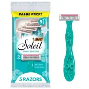 BIC Soleil Simply Sensitive Women's Disposable with 5 Blade Razors, Smooth...