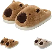 [Generic] Novelty With Ears Capybara Slippers, Cozy House Shoes Fall and Winter Indoor Outdoor for Women, Warm Funny Animal Soft Plush Slides
