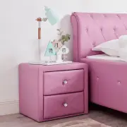 All 4 Kids Madelyn Pink Leather Upholstered Bedside Table