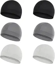 [Besforta] 6 Pcs Cooling Skull Cap Mesh Helmet Liner Sweat Wicking Cycling Running Beanie Hat for Men Women, Multicolor, One Size
