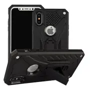 For iPhone XS & X Case, Armour Strong Shockproof Tough Cover Kickstand, Black