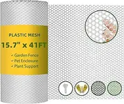 Heavy Duty 15.7IN x 41FT White Plastic Mesh Fencing Roll for Chicken Dogs Rabbit Snake Poultry Barrier Gardening, Wire Mesh Netting Fence for Balcony Garden Pet Enclosure Plant Support Landscape DIY