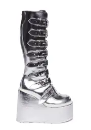 [Dolls Kill x Demonia] Liquid Silver Trinity Boots