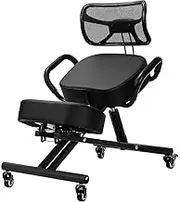 Ergonomic Kneeling Posture Chair with Backrest Adjustable Height and Casters