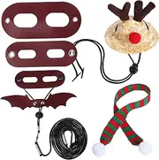 INOOMP Pet Christmas Costume Bearded Dragon Harness Lizard Harnesses Reptile Supply Scarf Hat for Reptiles