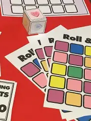 Valentine Hearts Roll & Cover Game (4 Players) - Laminated - Pre school K5