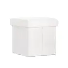Ottoman Storage Foot Stool Square Teddy Fabric White Artiss