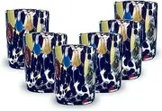 [Gocce di Murano] 6 Water Glasses Processed According to the Tradition of Murano Artisans, Hand-Blown and Hand-Crafted Glass 300 ml – Elegant and Precious Water Glasses