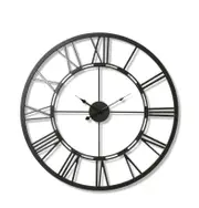 E Style Kingston Metal 70cm Wall Clock Hanging Round Analogue Decor Black