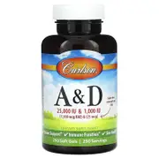 Carlson, Vitamin A & D, 250 Soft Gels
