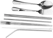 Milisten 1 Set Stainless Steel Portable Camping Utensils Set Picnic Tableware for Outdoor Travel Family Gatherings and Backpacking Compact and Durable Dining Gear