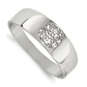 Stainless Steel Polished Circle Flower Cut-out Hinged Bangle Bracelet