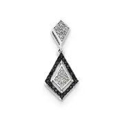 14kt White Gold Polished Real Diamond/Black Real Diamond Pendant
