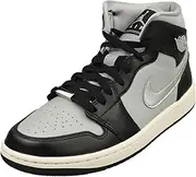 [Nike] Jordan 1 Mid Women Black/Metallic Silver FB9892-002 6.5