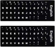 2PCS Pack English Keyboard Stickers,English Keyboard Replacement Sticker with Black Background and White Big Lettering for Computer Notebook Laptop Desktop Keyboards