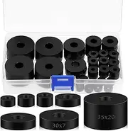 Glarks 50Pcs 7 Size Round Rubber Spacer Assortment Kit, 12mm 11mm 13mm 20mm 27mm 30mm 35mm Multi Purpose Thickness Black Rubber Washers Anti Vibration Spacer