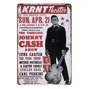 Johnny Cash Music Big Show Kant Theater Tin Metal Sign Rustic Look Vintage