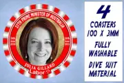 4 x JULIA GILLARD - LABOR - 27TH PRIME MINISTER OF AUSTRALIA - DRINK COASTERS