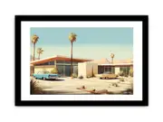 Vintage Vegas House Art Poster Framed Print
