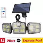 3 Head Adjustable Solar Flood Light Motion Sensor Wall Yard Street Outdoor Lamp