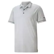 Puma Mens Cloudspun Monarch Polo - 59911702 - High Rise Heather/Navy Blazer -