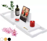 Premium Bathtub Tray Caddy Adjustable Bamboo Bath Tub Table For 1 Or 2 Person Ba