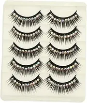 Gatuida 10 Pairs Green False Lashes Long Dramatic Makeup Eyelashes Glitter for Women Girls