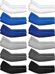 [XolngYYeng] 12 Pairs Arm Sleeves for Kids Compression Arm Sleeve UV Protection Breathable Baseball Cooling Sleeves 4-9 Years
