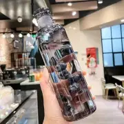500/750ml Large Capacity Glass Water Bottle With Time Marker Cover For Water Dri