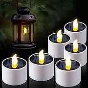[PChero] Solar Candles Outdoor Waterproof, Pack of 6 LED Flameless Solar Tea Lights Candles with Dusk to Dawn Sensor for Windows Outside Lantern Porch Garden Patio Decor