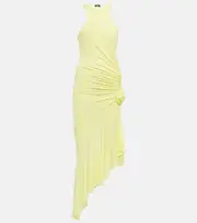 [Blumarine] Blumarine Ruched corsage jersey midi dress AU 6 yellow