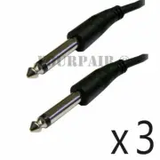 3 Pack - 6Ft 1/4" Mono Male to Male Audio Patch Cable Guitar AMP Speaker PA