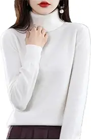 [Sweejim] Women's Turtleneck Pullover Sweater Women 100% Merino Wool Cashmere Sweater