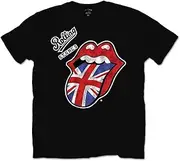 [Rolling Stones] The Men's British Tongue Short Sleeve T-Shirt, Black, S