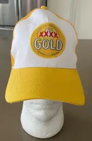New XXXX Logo Truckers Cap Gold Yellow White Mesh Snap Back 4X YETIMO Beer Hat