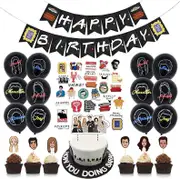 Friends TV SHow Theme Party Decorating Set - Birthday Banner Latex Balloons Birthday Cake Cupcake Toppers -Birthday Party Decorations