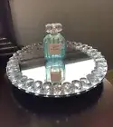 Vidali Collection Lazy Susan Large Crystal Teardrops All Around Mirrored Tray