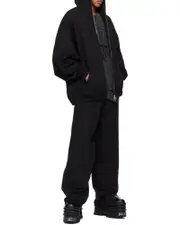 logo-embroidered zip-up hoodie L black