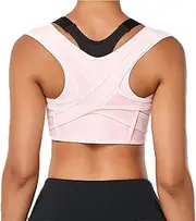 Seamless Upper Back Brace Invisible Posture Corrector Women Men Adjustable Hunchback Correction Belt For Clavicle Support And Providing Pain Relief From Neck, Shoulder (Color : Pink, Size : Large)