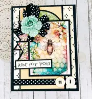 Handmade Glittery Bee and Honeycomb Shabby Chic JUST FOR YOU All Occasion Card