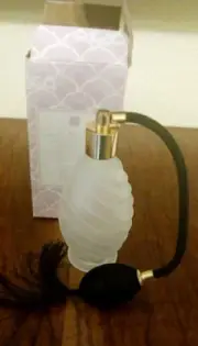 Vintage Frosted Swirl Glass Perfume Bottle New Old Stock Enesco In Box